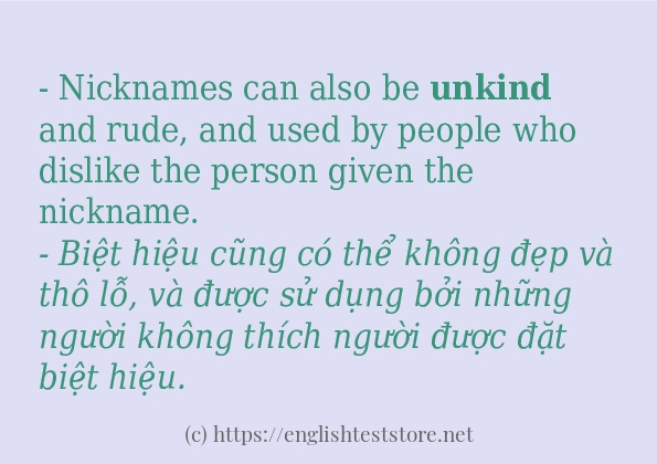 Các câu ví dụ và cách sử dụng từ unkind