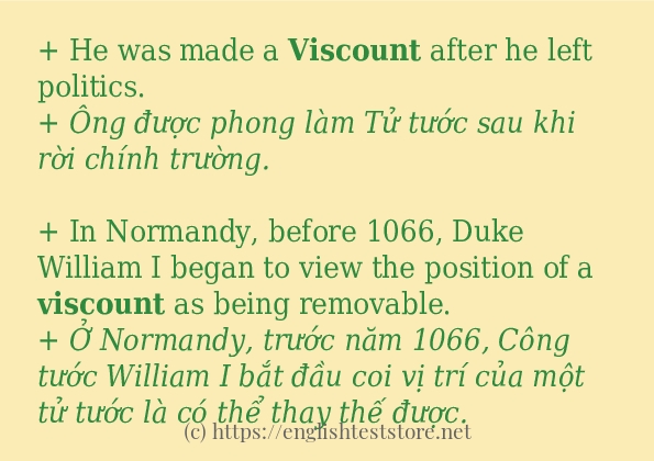 Các câu ví dụ và cách sử dụng từ viscount