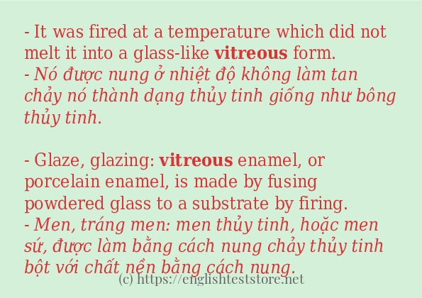 Các câu ví dụ và cách sử dụng từ vitreous