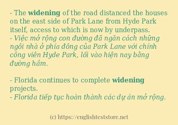Các câu ví dụ và cách sử dụng từ widening Các câu ví dụ và cách sử dụng từ widening