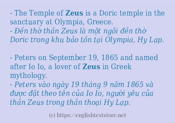 Các câu ví dụ và cách sử dụng từ zeus