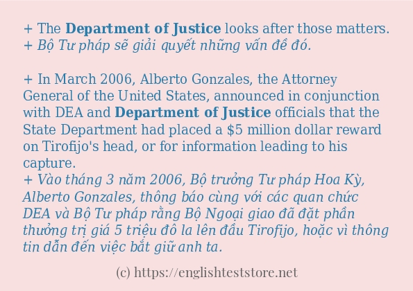 Cách dùng từ Department of Justice