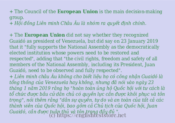 Cách dùng từ European Union