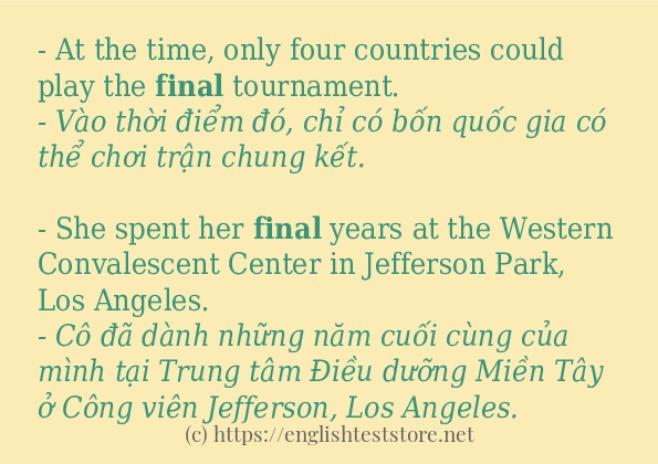 Cách dùng từ final Cách dùng từ final