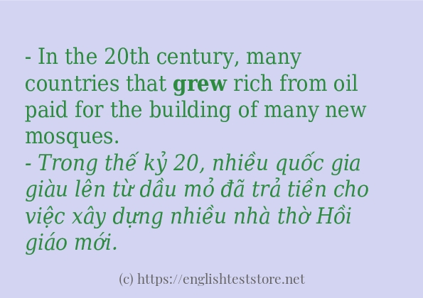 Cách dùng từ grew