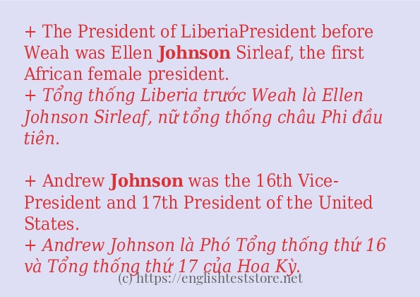 Cách dùng từ johnson