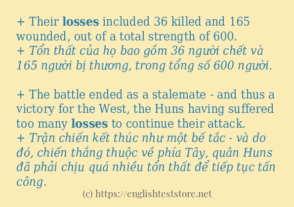Cách dùng từ losses