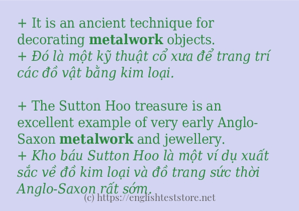 Cách dùng từ metalwork