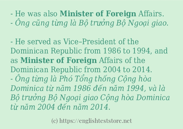 Cách dùng từ minister of foreign