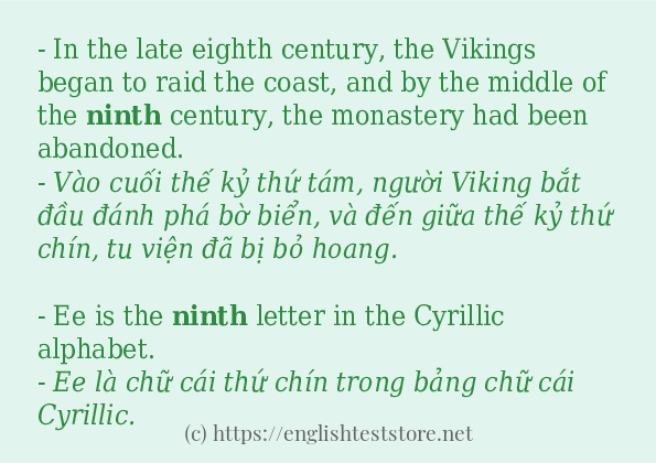 Cách dùng từ ninth