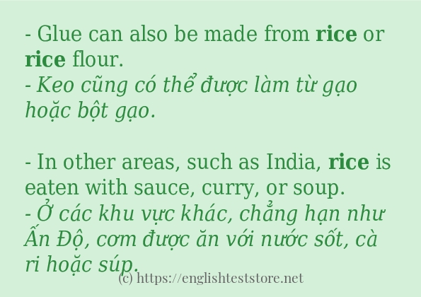 Cách dùng từ rice