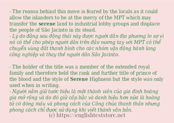 Cách dùng từ serene