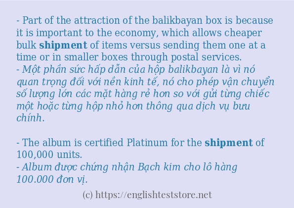 Cách dùng từ shipment