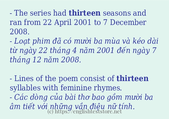 Cách dùng từ thirteen