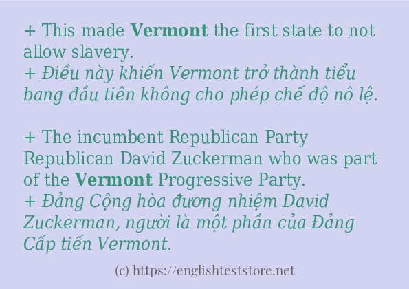 Cách dùng từ vermont