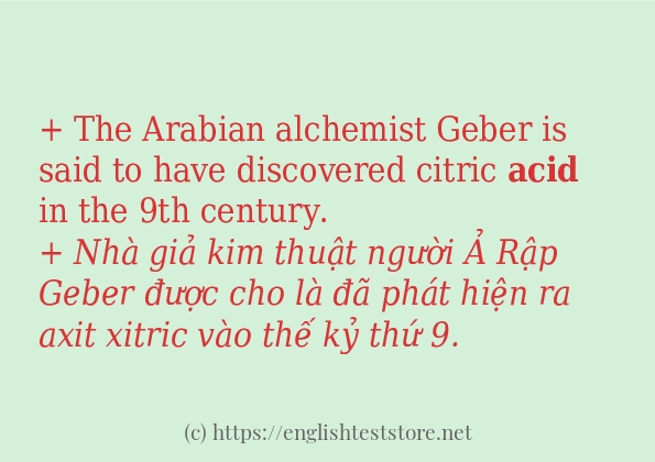 Cách dùng và câu ví dụ của từ acid