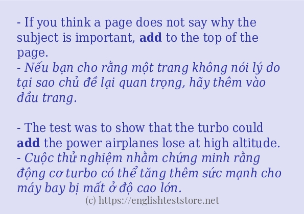 Cách dùng và câu ví dụ của từ add