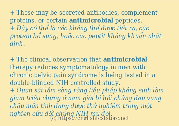 Cách dùng và câu ví dụ của từ antimicrobial Cách dùng và câu ví dụ của từ antimicrobial