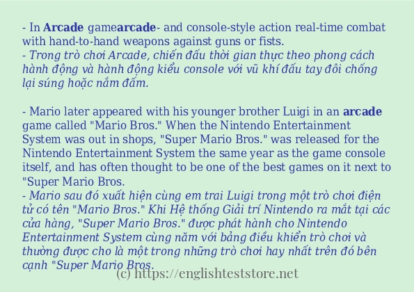 Cách dùng và câu ví dụ của từ arcade