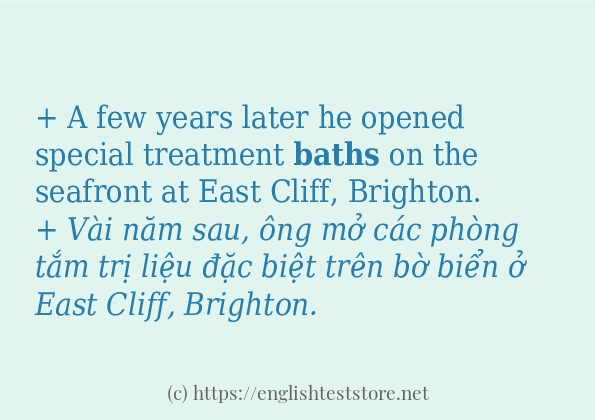 Cách dùng và câu ví dụ của từ baths