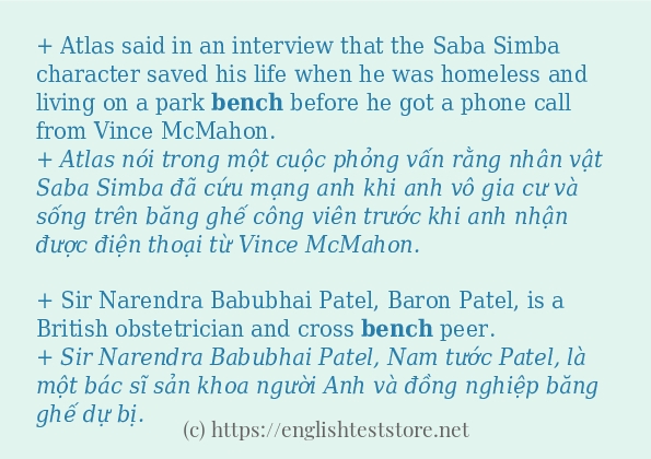 Cách dùng và câu ví dụ của từ bench