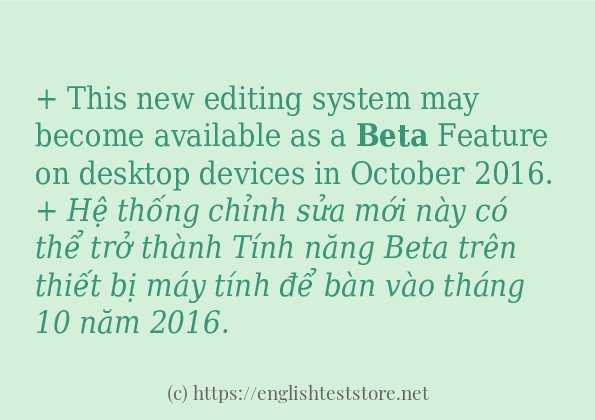 Cách dùng và câu ví dụ của từ beta