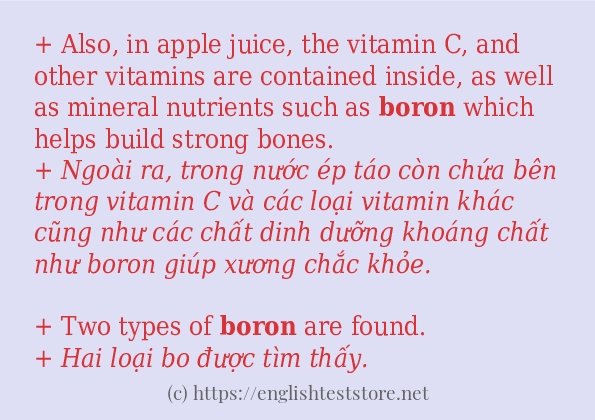 Cách dùng và câu ví dụ của từ boron