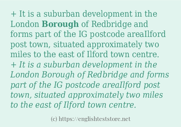 Cách dùng và câu ví dụ của từ borough