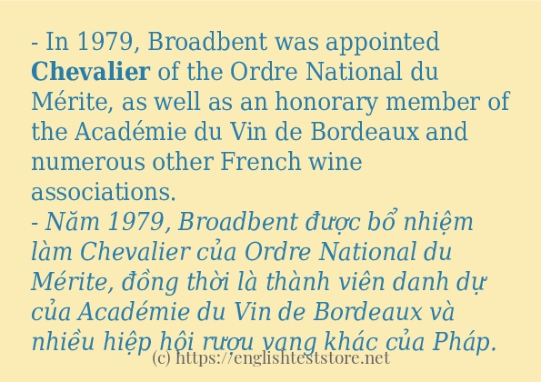 Cách dùng và câu ví dụ của từ chevalier