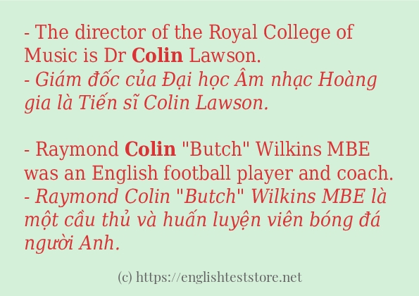 Cách dùng và câu ví dụ của từ colin