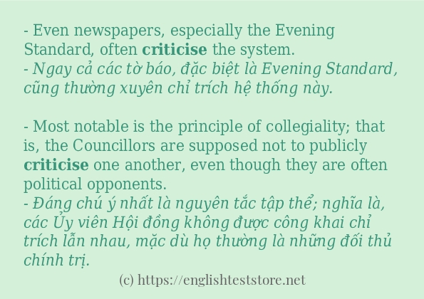 Cách dùng và câu ví dụ của từ criticise