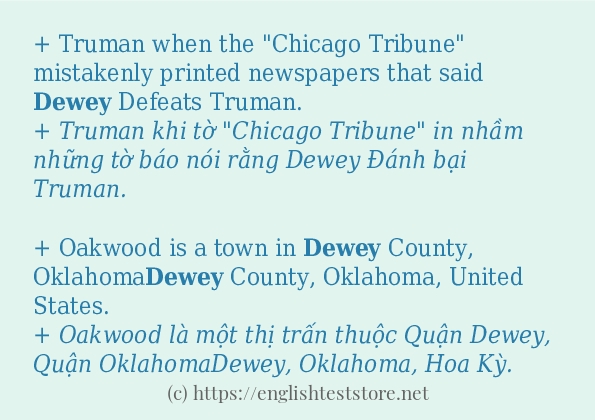 Cách dùng và câu ví dụ của từ dewey