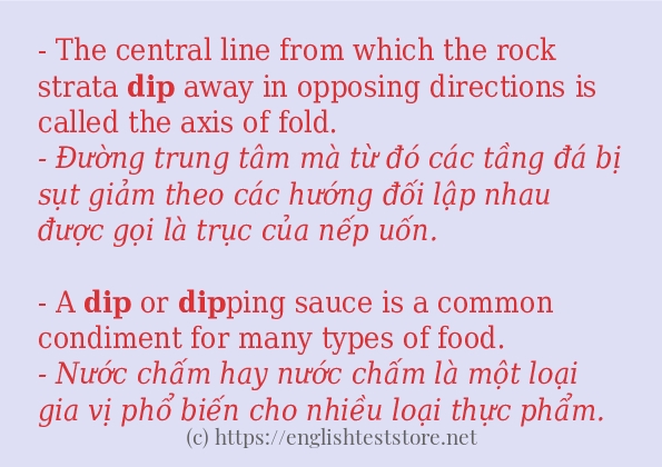 Cách dùng và câu ví dụ của từ dip