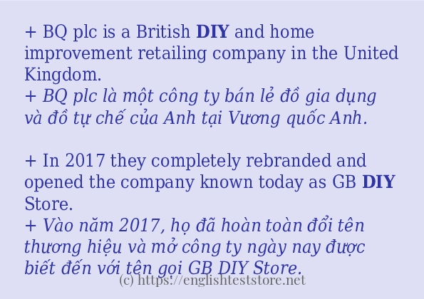 Cách dùng và câu ví dụ của từ diy
