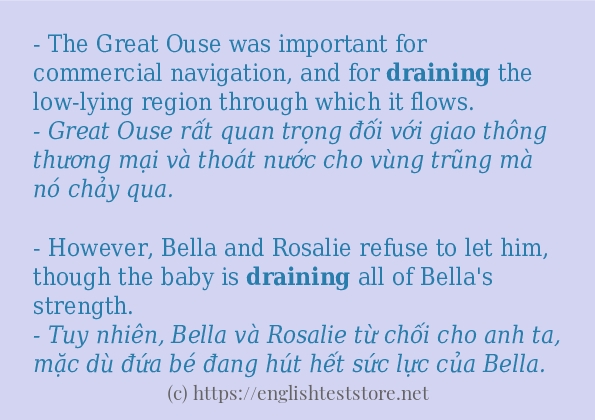 Cách dùng và câu ví dụ của từ draining
