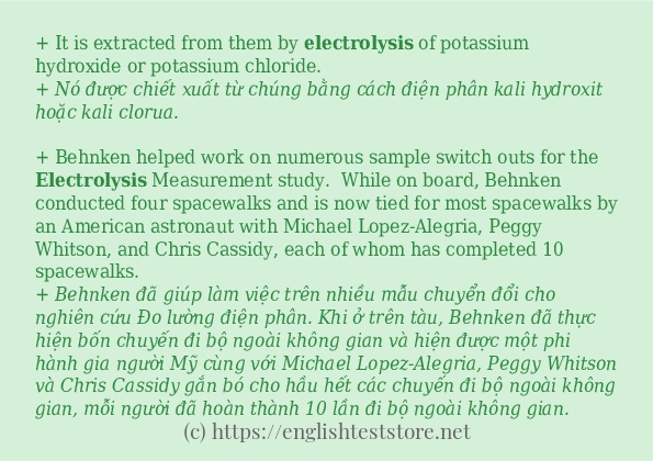 Cách dùng và câu ví dụ của từ electrolysis