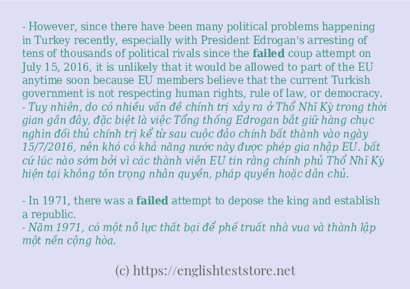 Cách dùng và câu ví dụ của từ failed