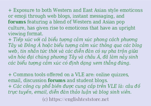 Cách dùng và câu ví dụ của từ forums
