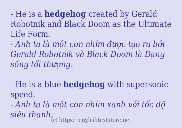 Cách dùng và câu ví dụ của từ hedgehog