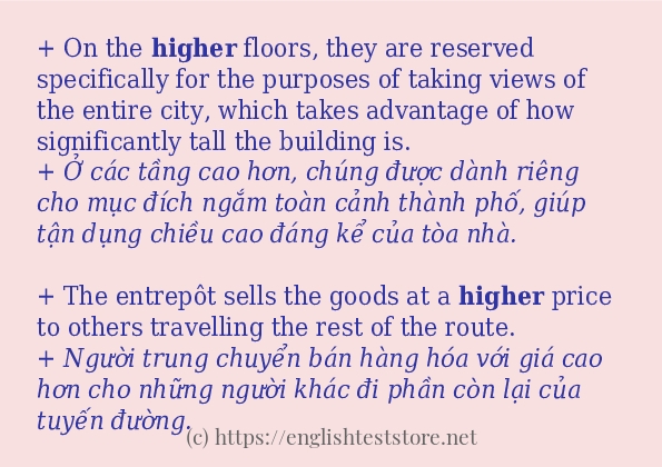Cách dùng và câu ví dụ của từ higher Cách dùng và câu ví dụ của từ higher