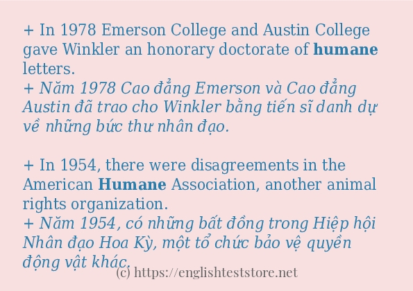 Cách dùng và câu ví dụ của từ humane