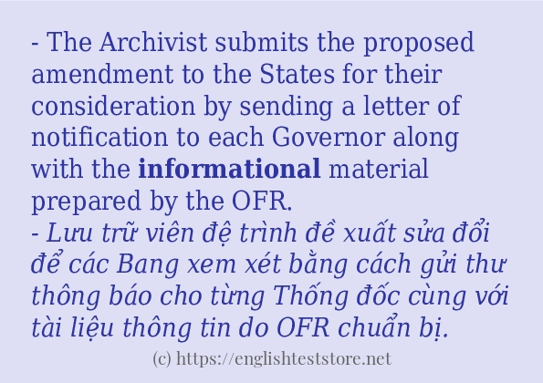 Cách dùng và câu ví dụ của từ informational