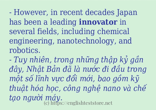 Cách dùng và câu ví dụ của từ innovator