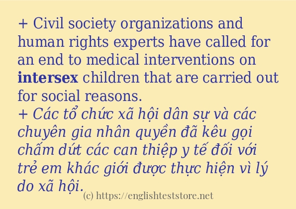 Cách dùng và câu ví dụ của từ intersex