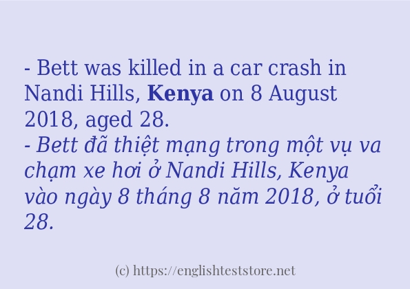 Cách dùng và câu ví dụ của từ kenya
