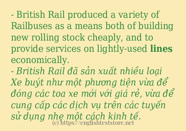 Cách dùng và câu ví dụ của từ lines