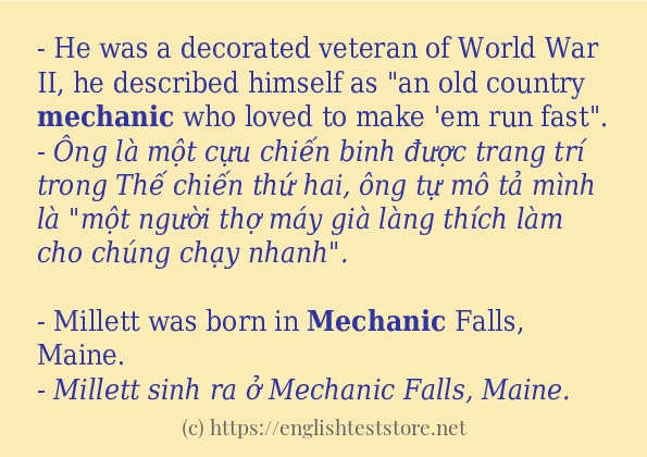 Cách dùng và câu ví dụ của từ mechanic