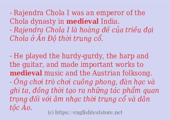 Cách dùng và câu ví dụ của từ medieval