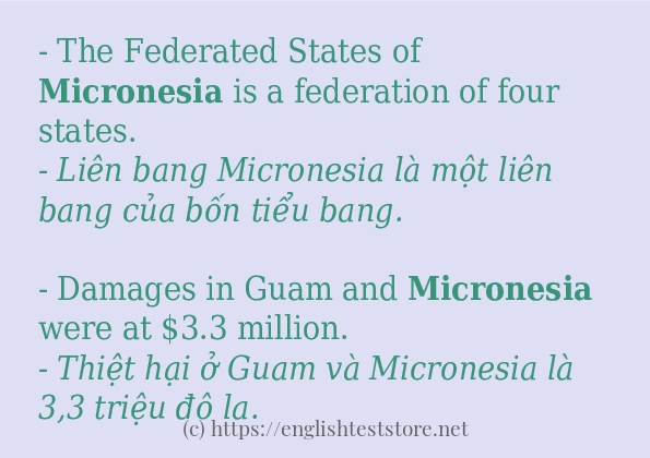 Cách dùng và câu ví dụ của từ micronesia