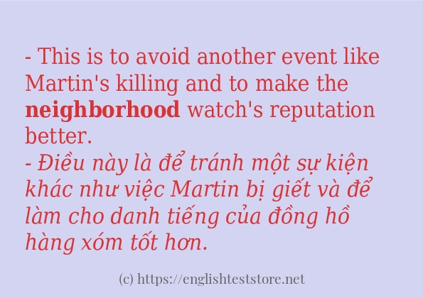 Cách dùng và câu ví dụ của từ neighborhood